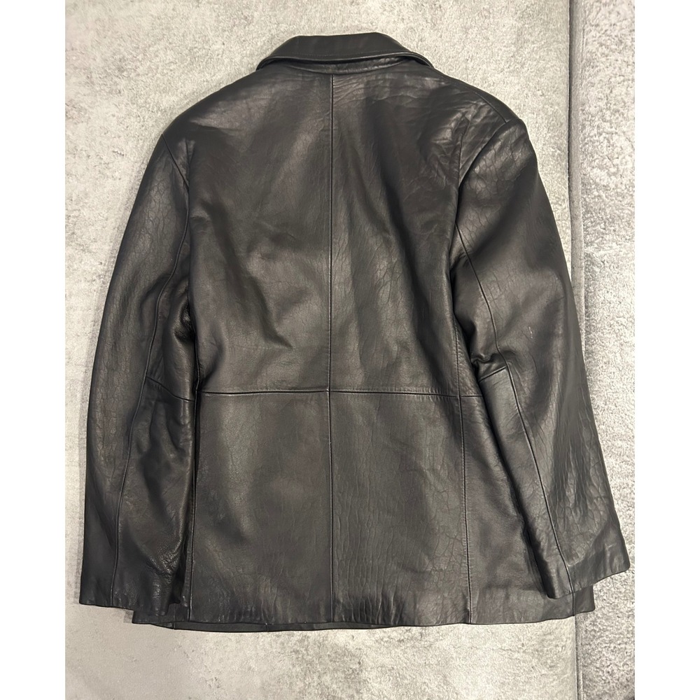 Excelled Collection Womens Black Leather Blazer Jacket Coat 3 Button Size XL RS - Picture 3 of 10